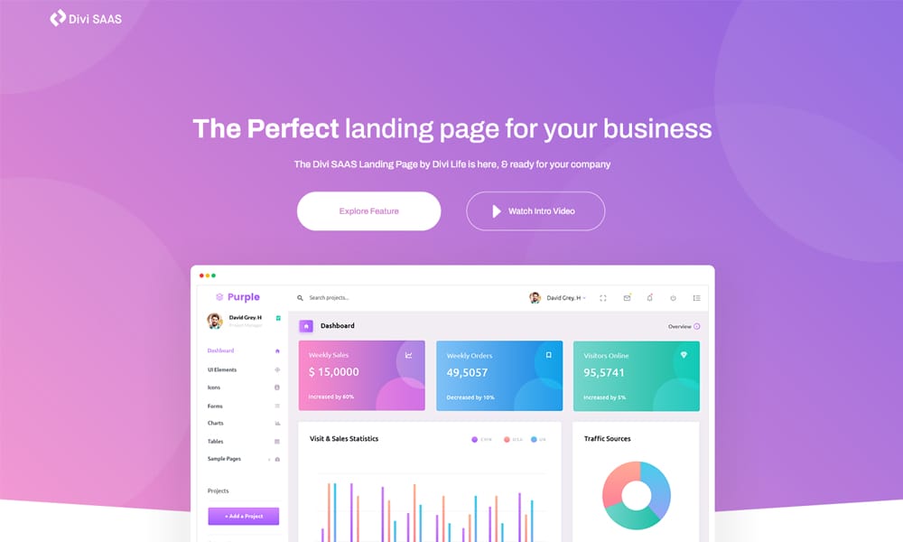 Divi SAAS Landing Page Layout