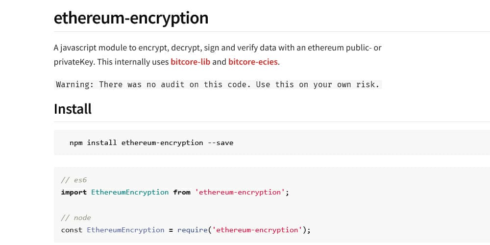 Great Node.js Encryption Libraries 11 Ethereum Encryption