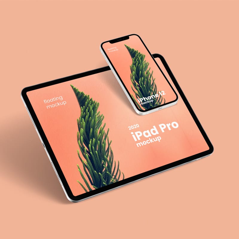 Floating iPhone 12 & iPad Pro Free Mockup
