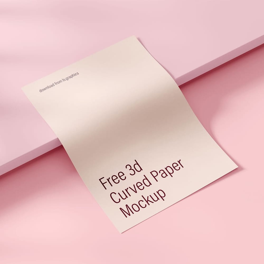 Free 3D Curved Paper Mockup