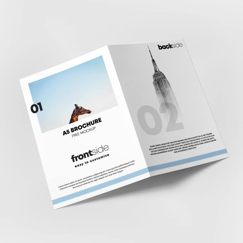 Free A5 Bi-Fold Brochure Cover Mockup
