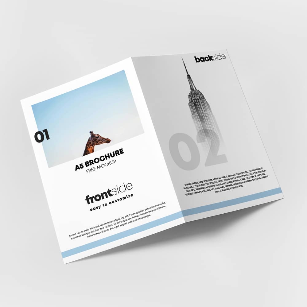 Free A5 Bi-Fold Brochure Cover Mockup
