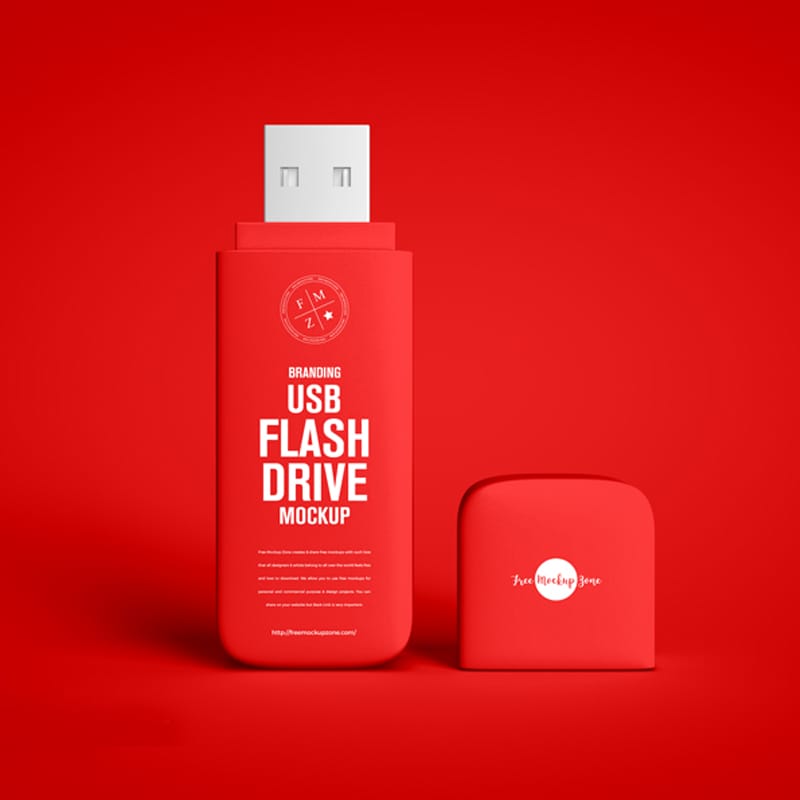 Free Branding USB Flash Drive Mockup