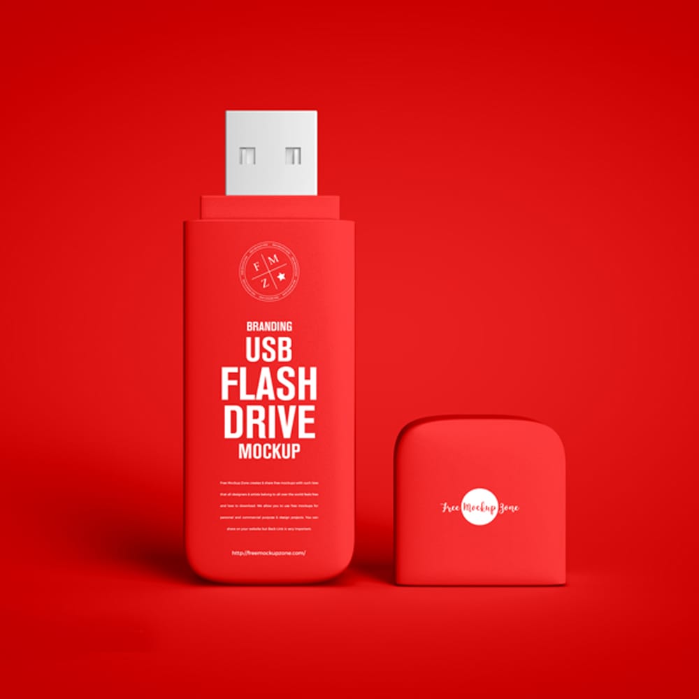 Free Branding USB Flash Drive Mockup