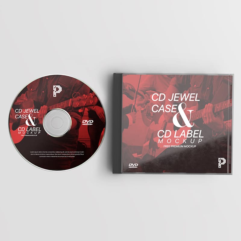 Free CD Jewel Case & CD Label Mockup