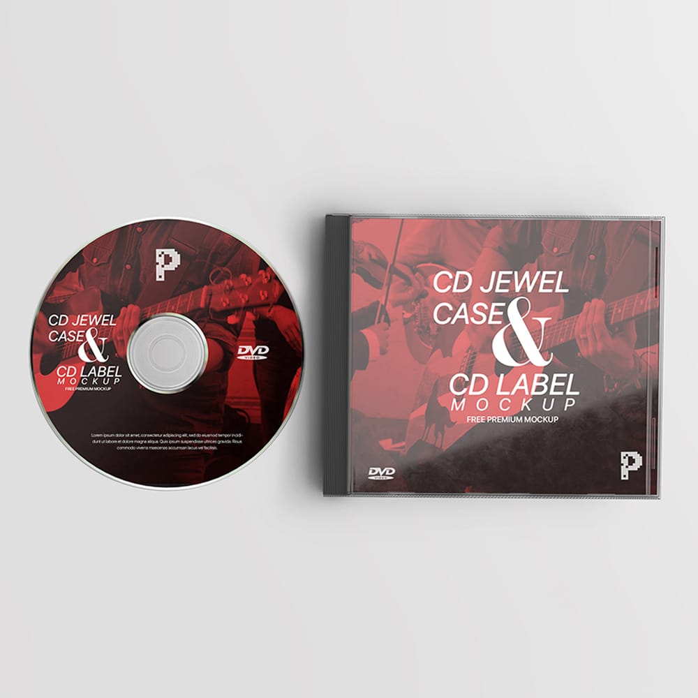 Free CD Jewel Case & CD Label Mockup