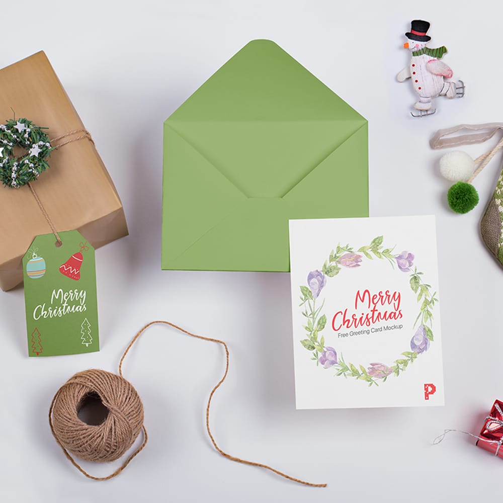 Free Christmas Greeting Card Mockup