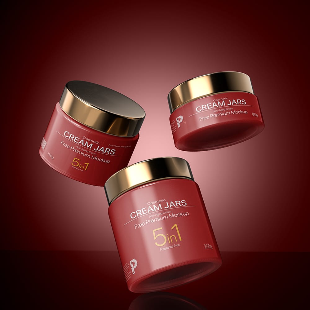 Free Cosmetic Cream Jars Mockup