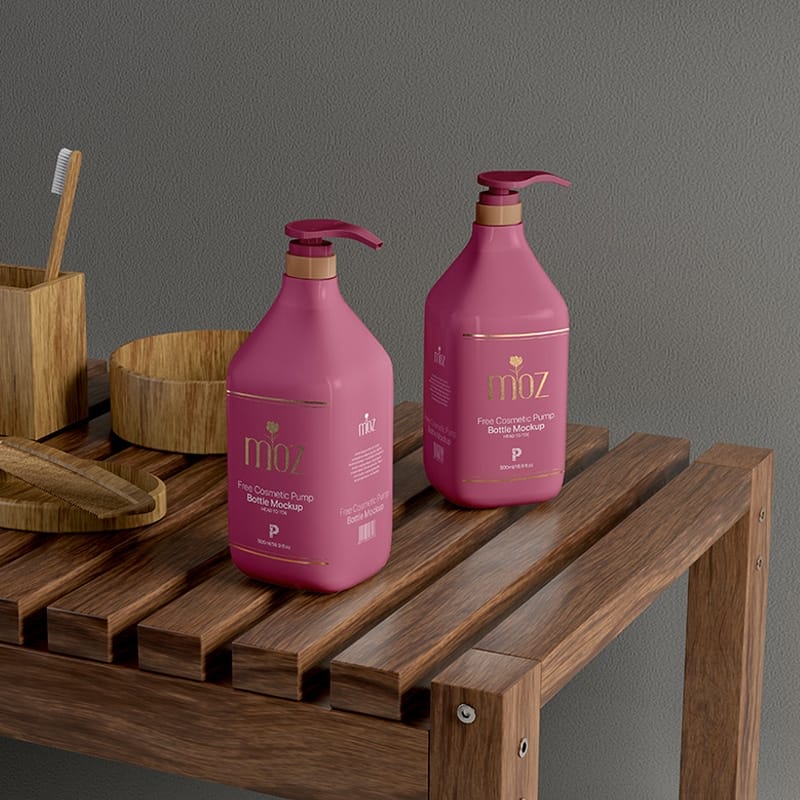 Free Cosmetic Pump Bottle Mockup