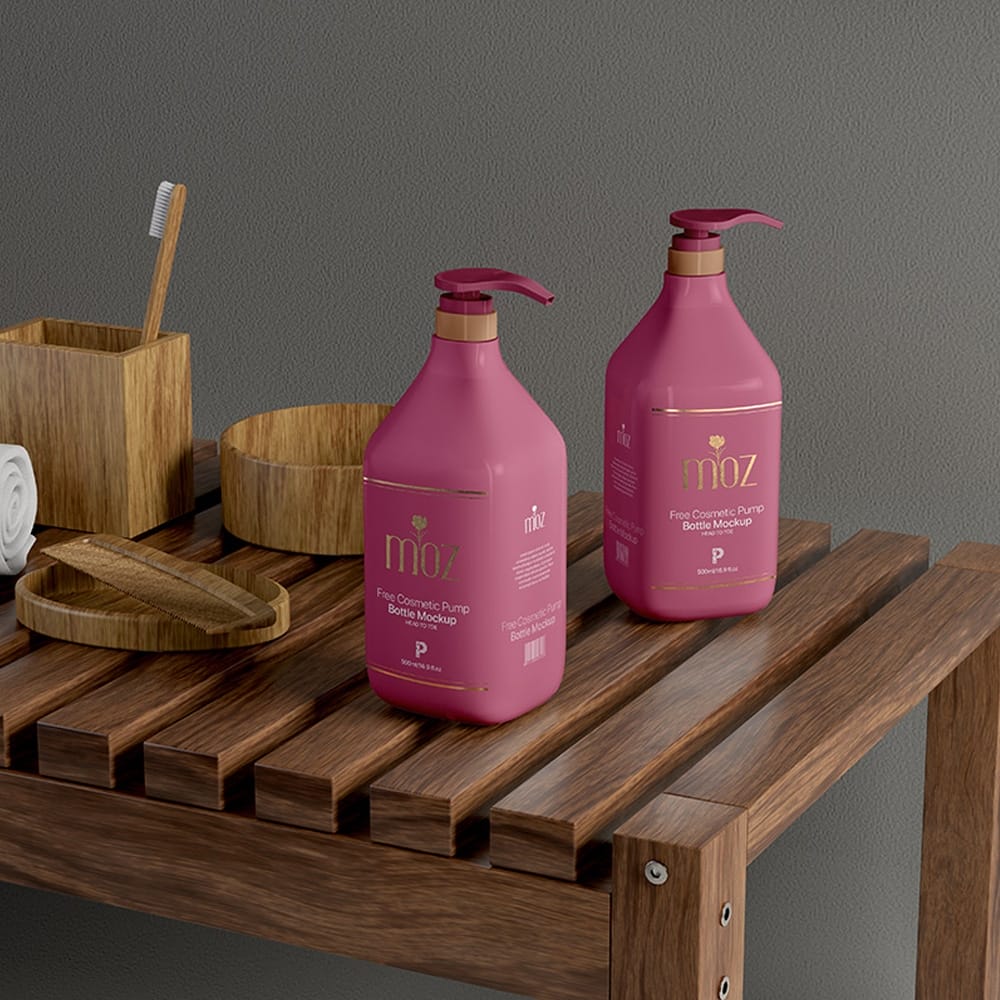 Free Cosmetic Pump Bottle Mockup » CSS Author