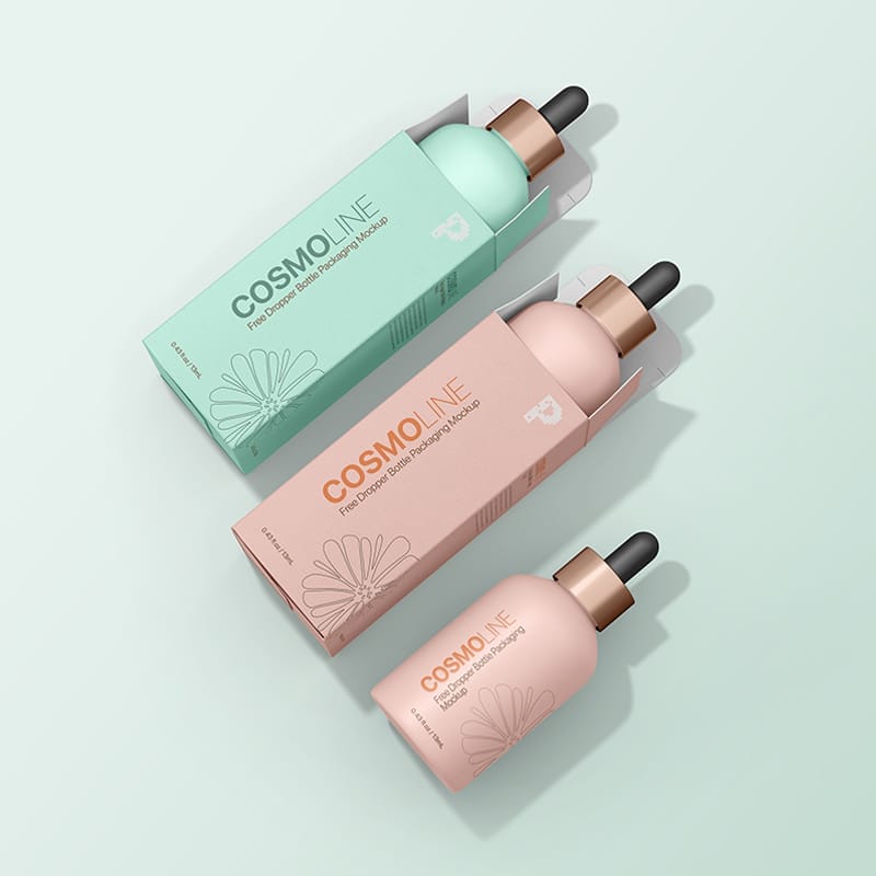 Free Dropper Bottle Packaging Mockup