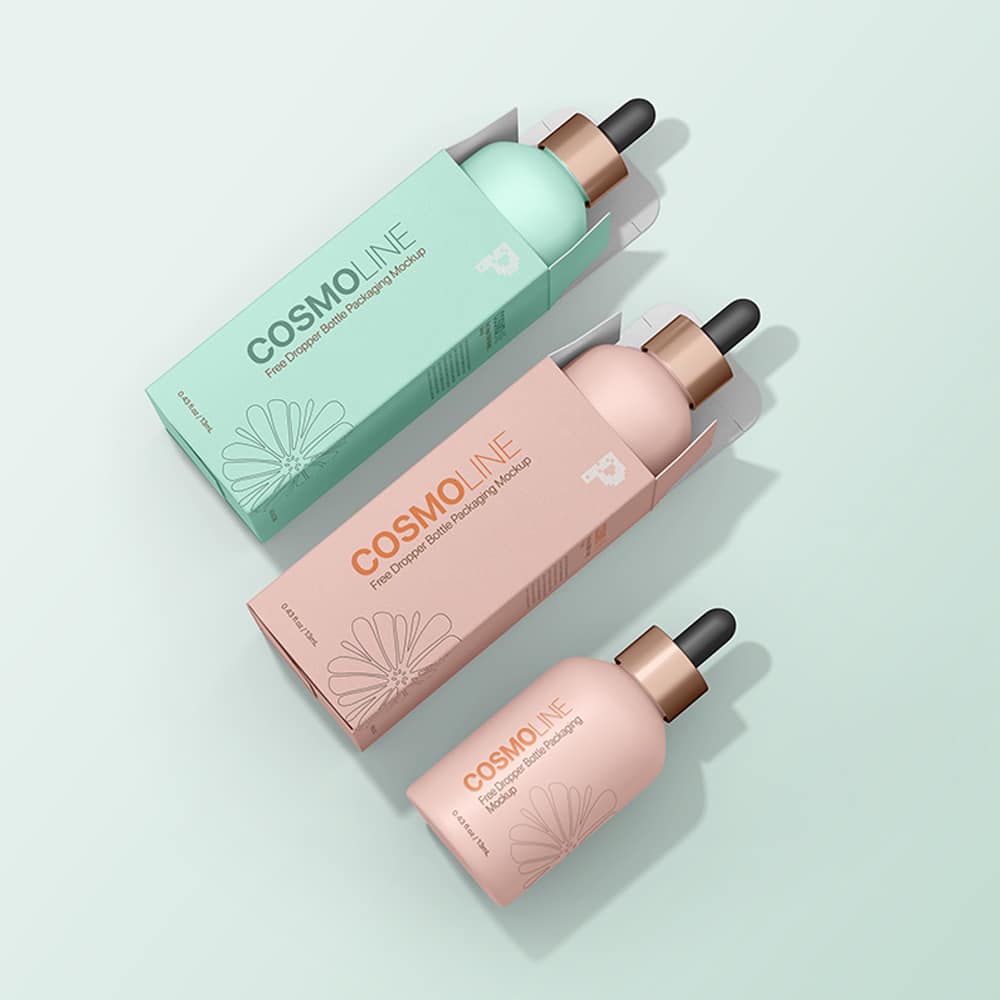 Free Dropper Bottle Packaging Mockup