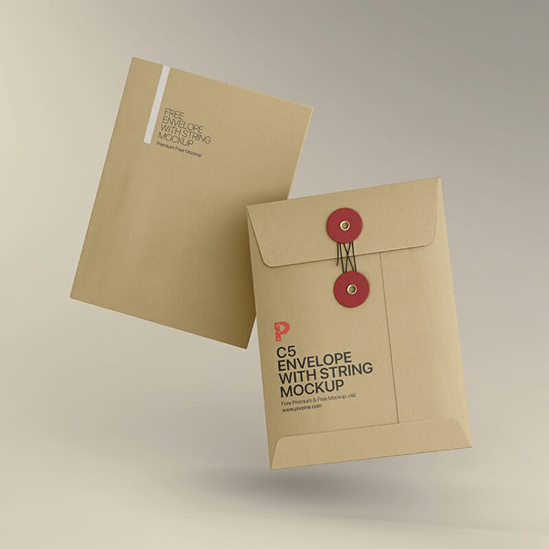 Free Envelope with String Mockup