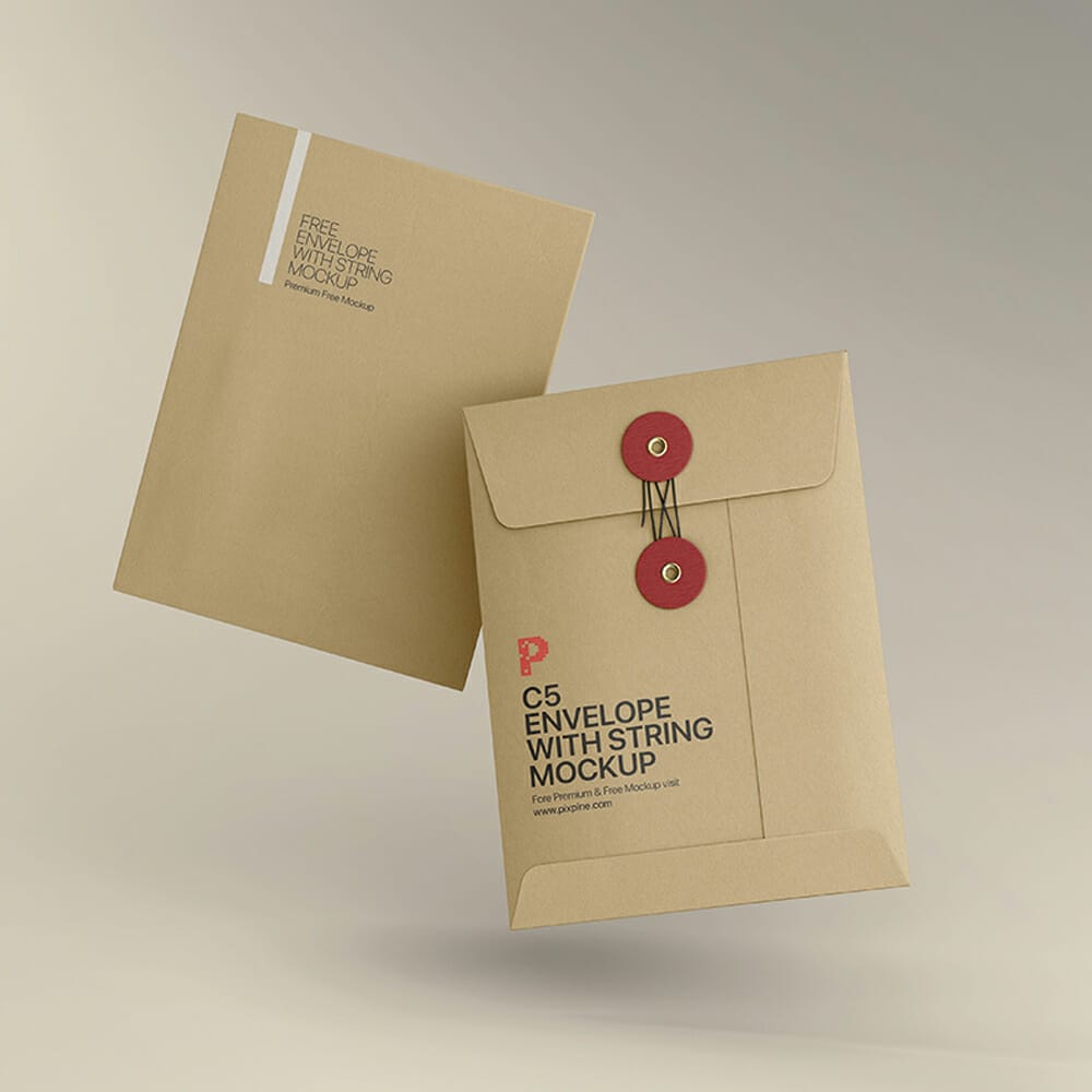 Free Envelope with String Mockup