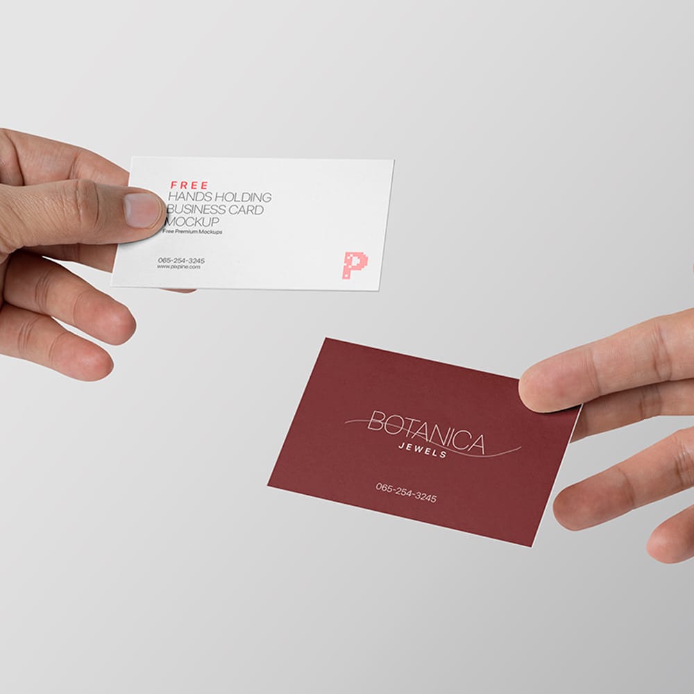 Free Hands Holding Business Card Mockup