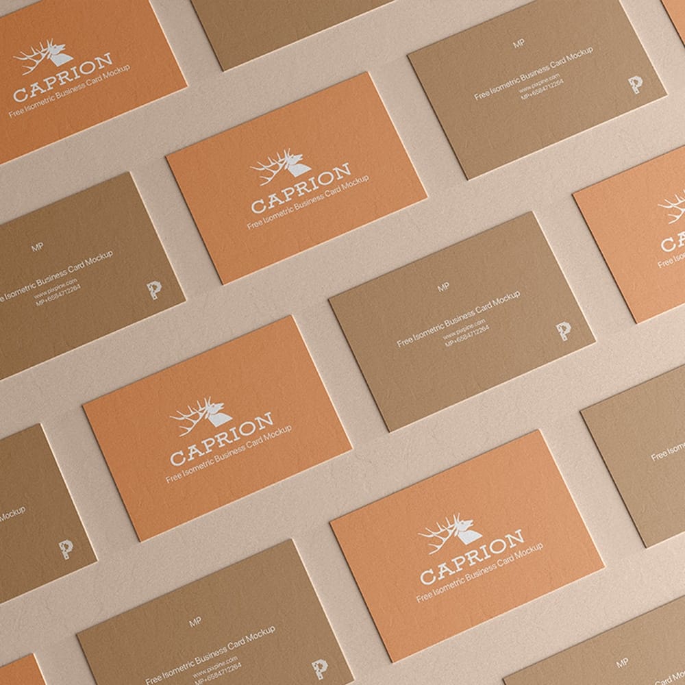 Free Isometric Business Card Mockup