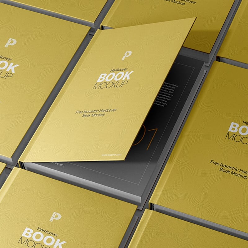 Free Isometric Hardcover Book Mockup