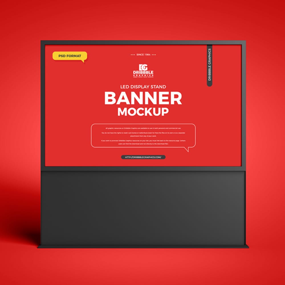 Free LED Display Stand Banner Mockup