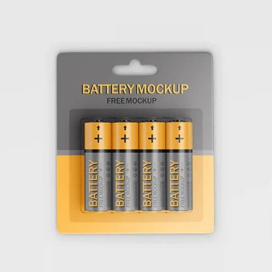 Free PSD Battery Package Template Mockup