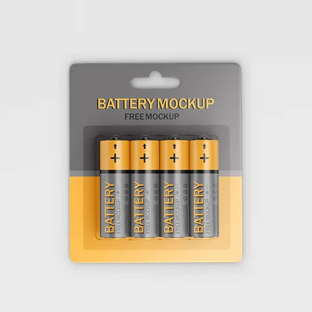 Free PSD Battery Package Template Mockup