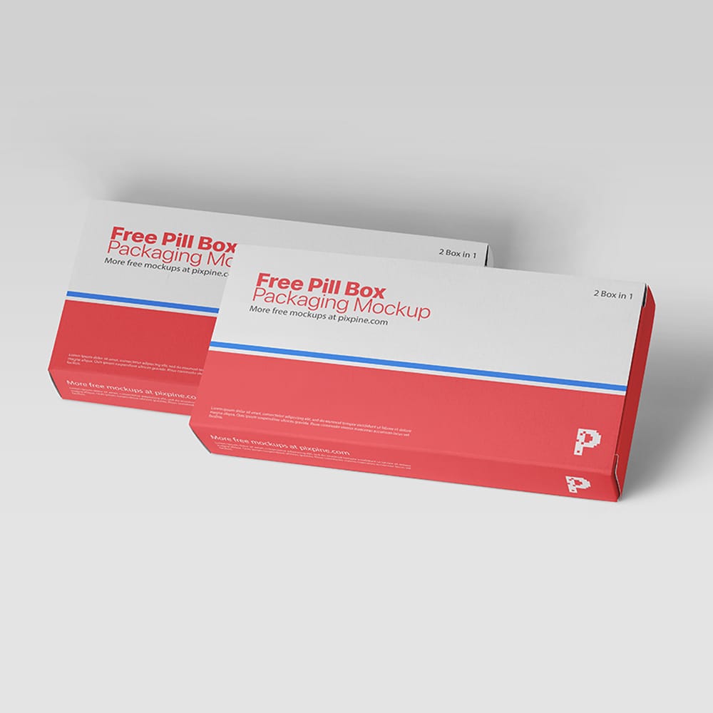 Free Pill Box Packaging Mockup