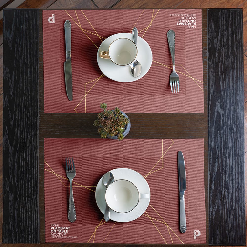 Free Placemat on Table Mockup