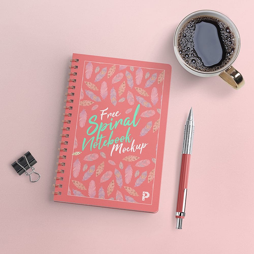 Free Spiral Notebook Mockup