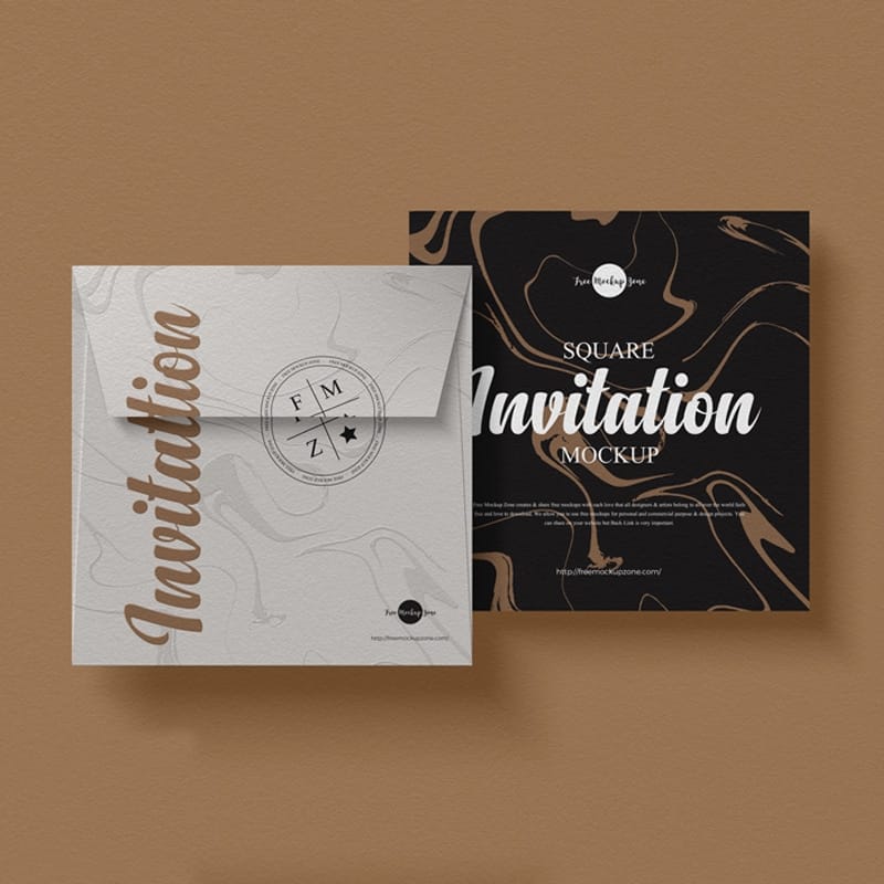 Free Square PSD Invitation Mockup