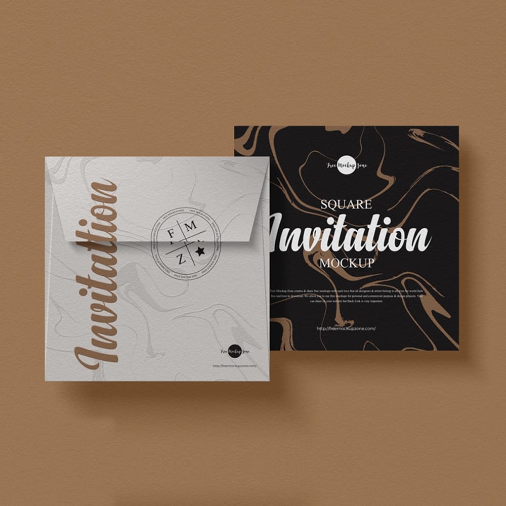 Free Square PSD Invitation Mockup