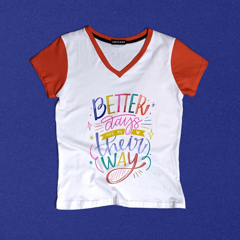 Free V-Neck T-Shirt Mockup PSD