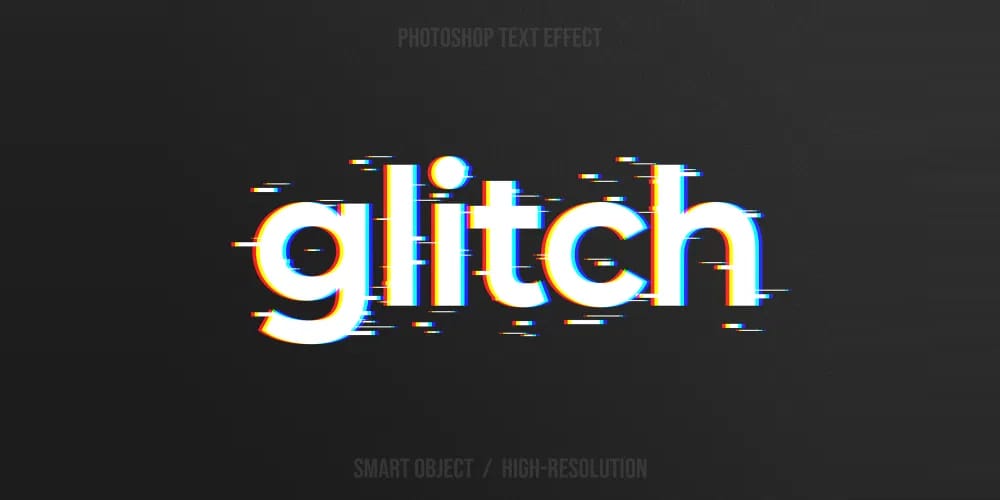 Latest Free Photoshop Text Styles & Effects 179 Glitch Photoshop Text Effect
