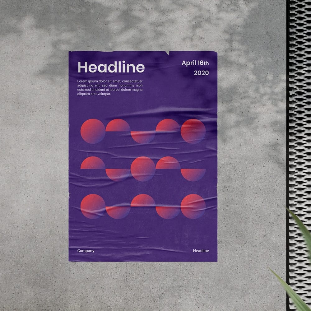 Glued Poster Mockup