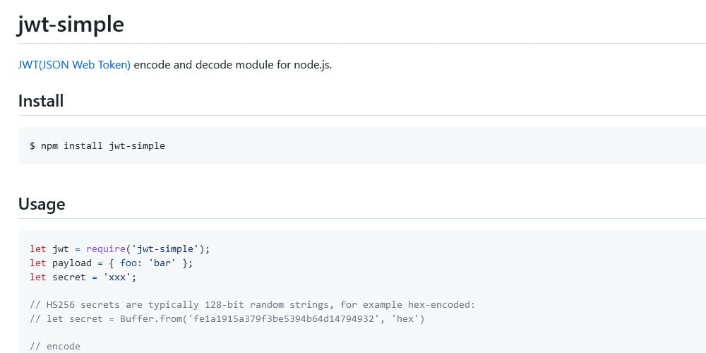 Great Node.js Encryption Libraries 10 JWT Simple
