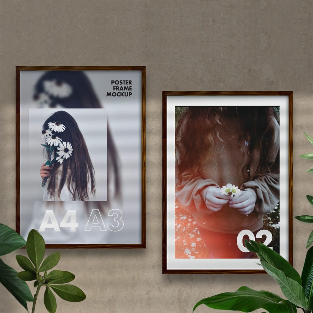 Natural Poster Frames Free Mockup