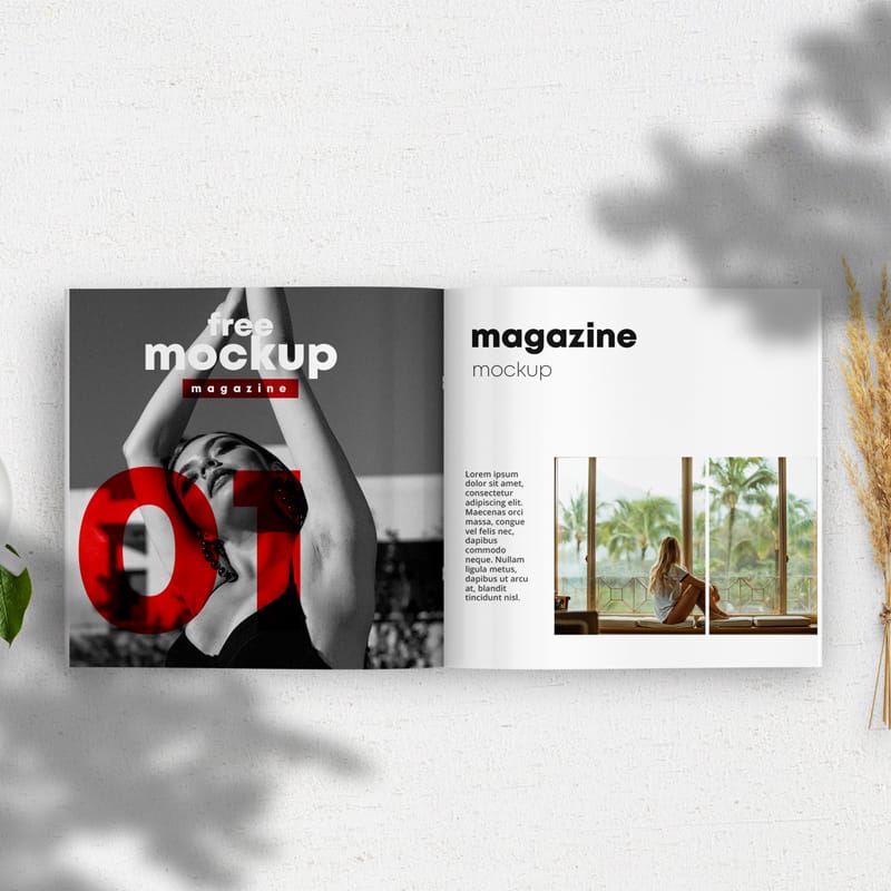 Opened Square Magazine Free Mockup