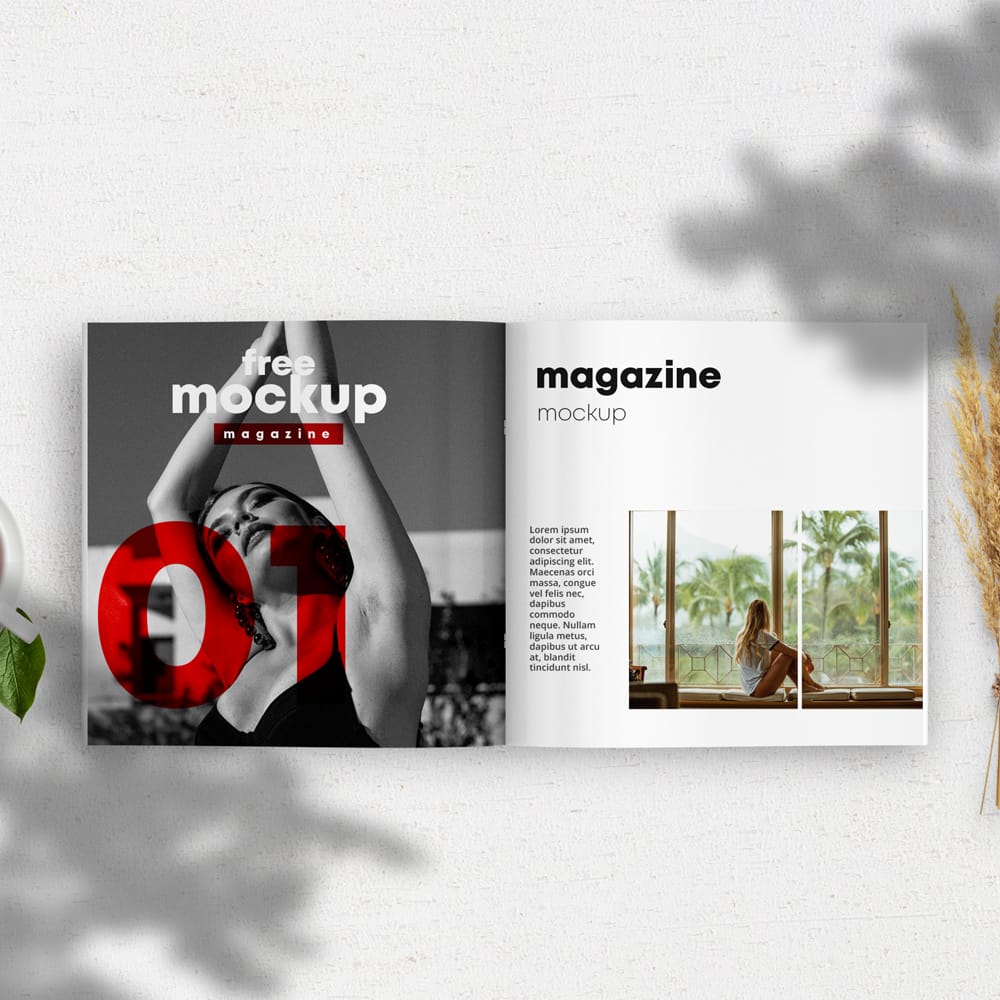 Opened Square Magazine Free Mockup