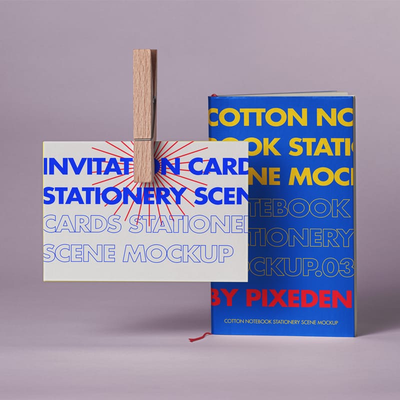 PSD Notebook Card Mockup Scene