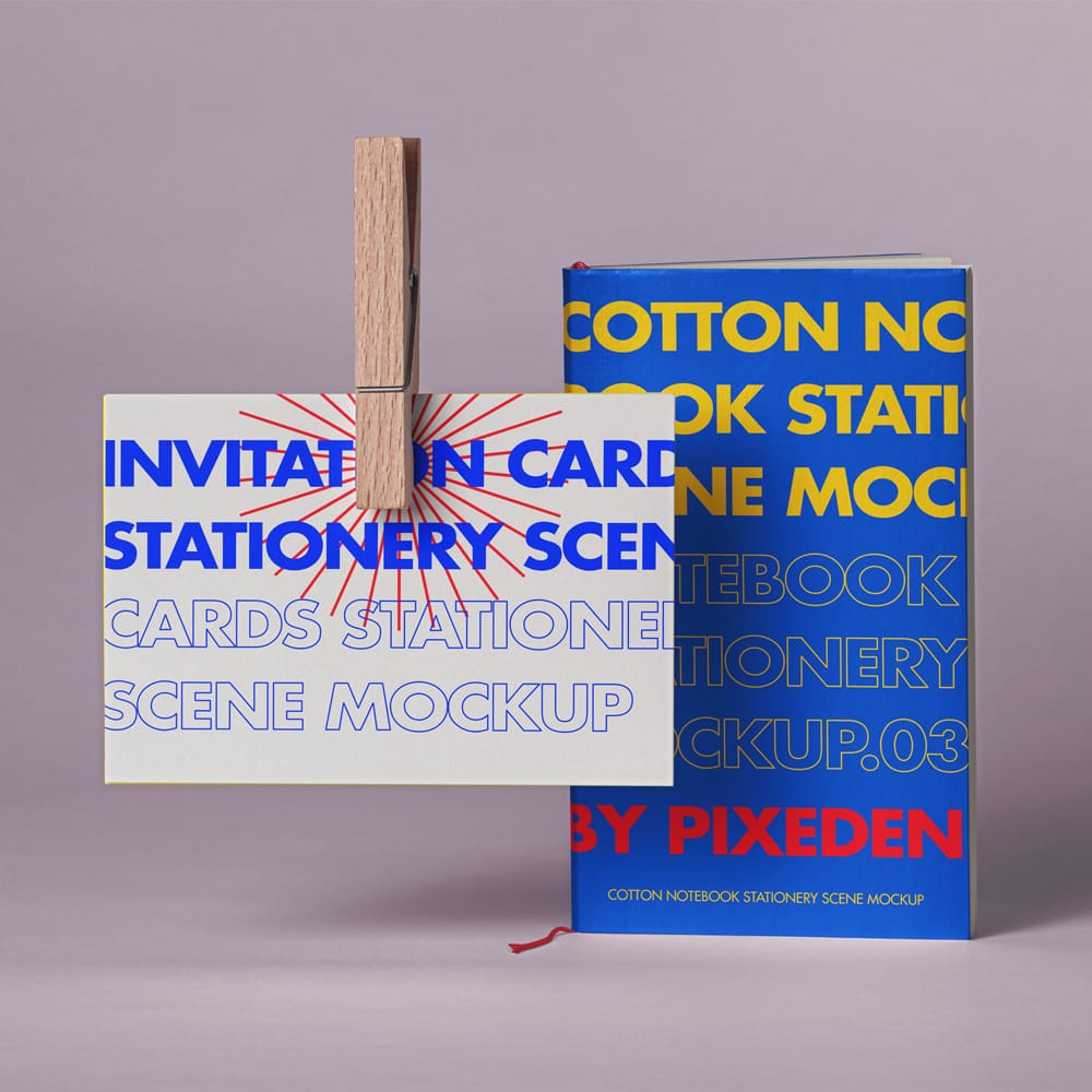 PSD Notebook Card Mockup Scene