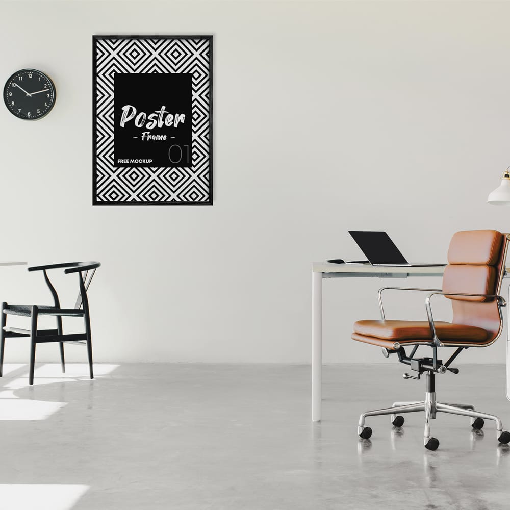 Poster Frame in Office Free Mockup