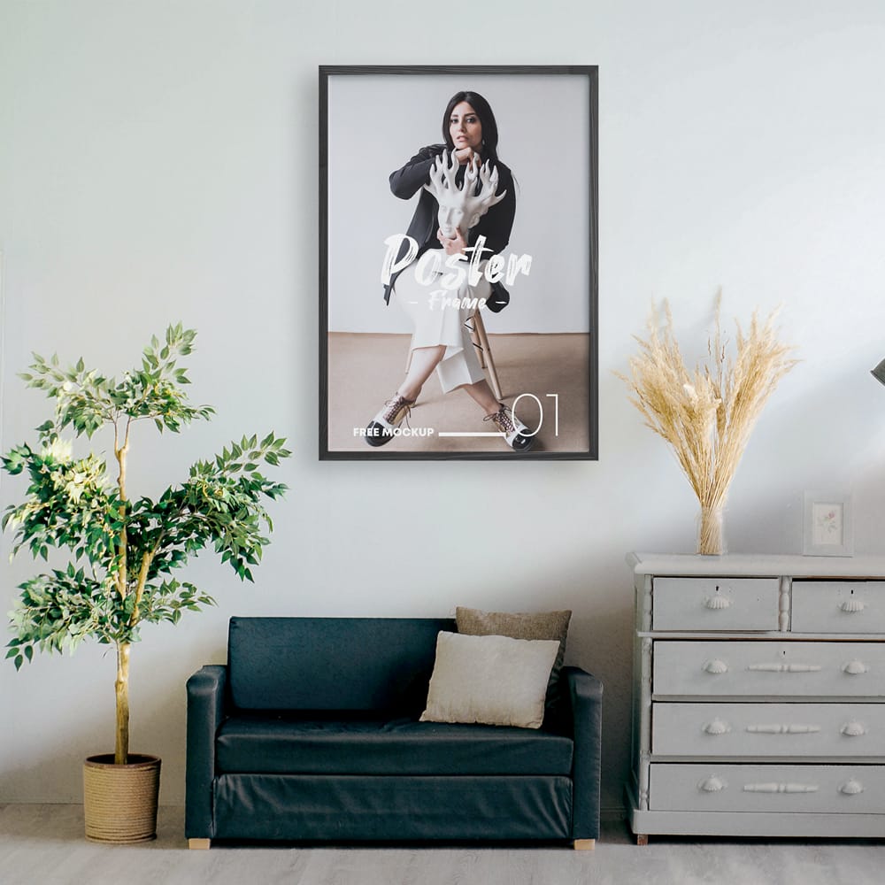Poster Frame in Room Free Mockup