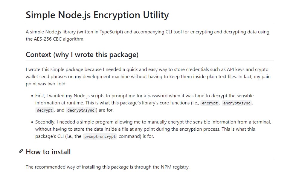 Simple Node.js Encryption Utility