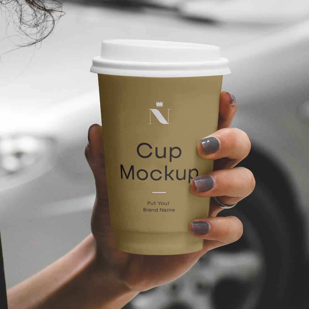Woman Holding Cafe Cup Mockup