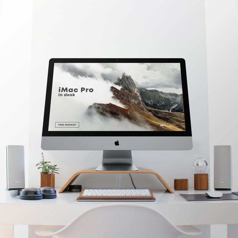 iMac Pro in Desk Free Mockup