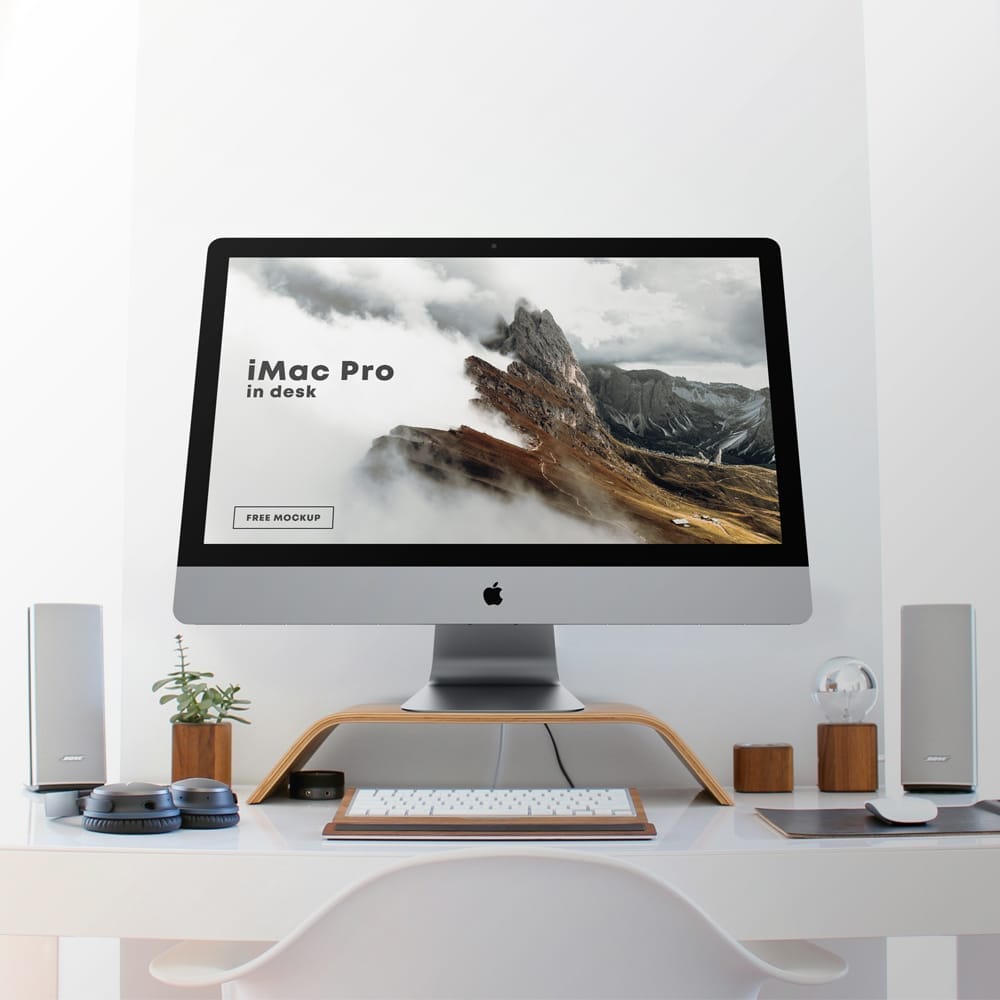 iMac Pro in Desk Free Mockup