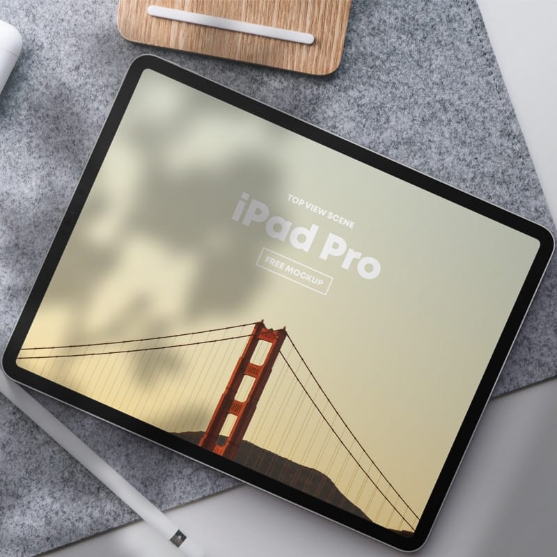iPad Pro Top View Scene Free Mockup