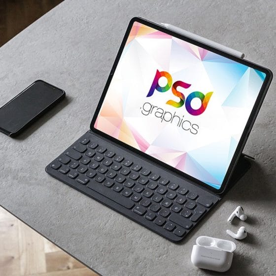 iPad Pro with Keyboard Mockup