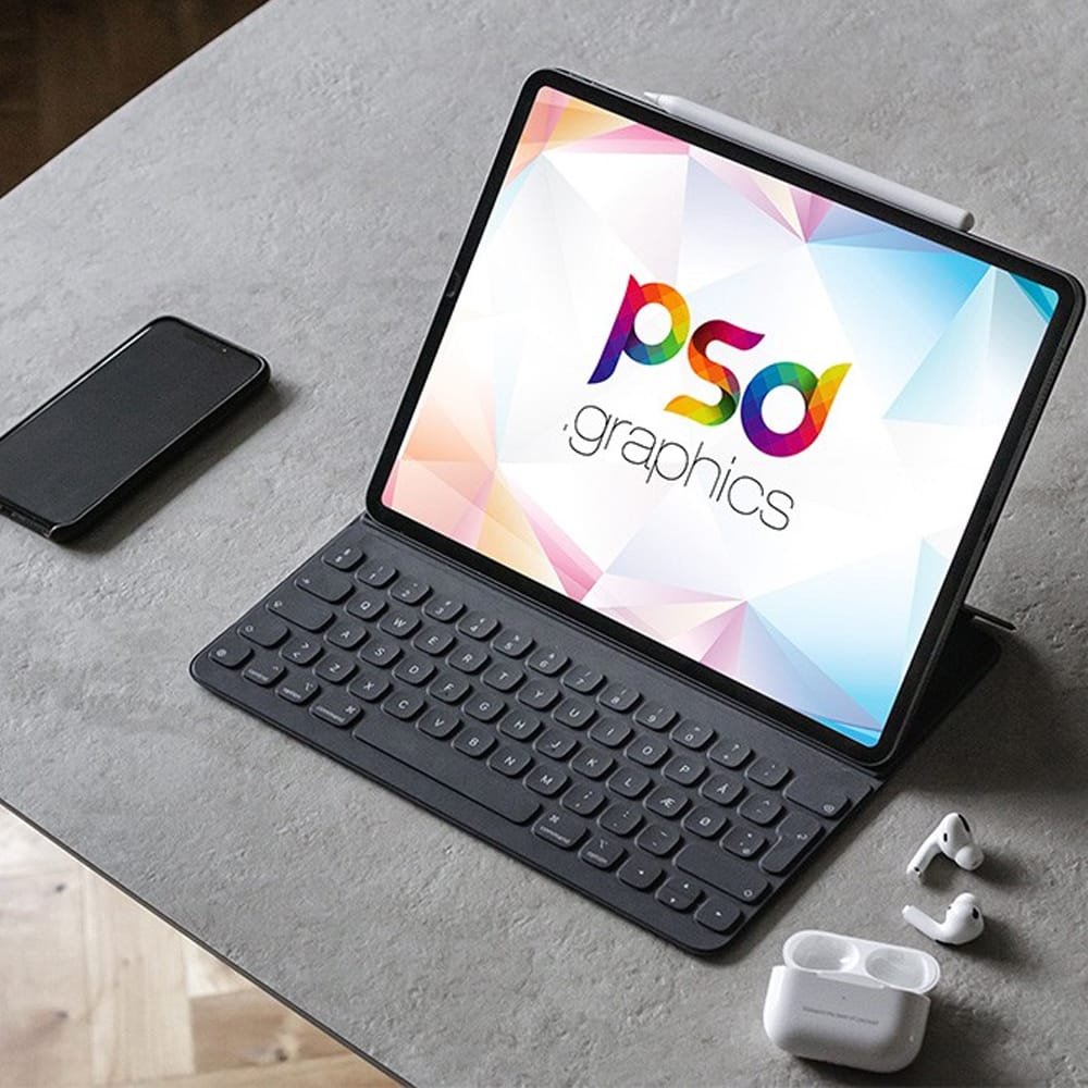 iPad Pro with Keyboard Mockup