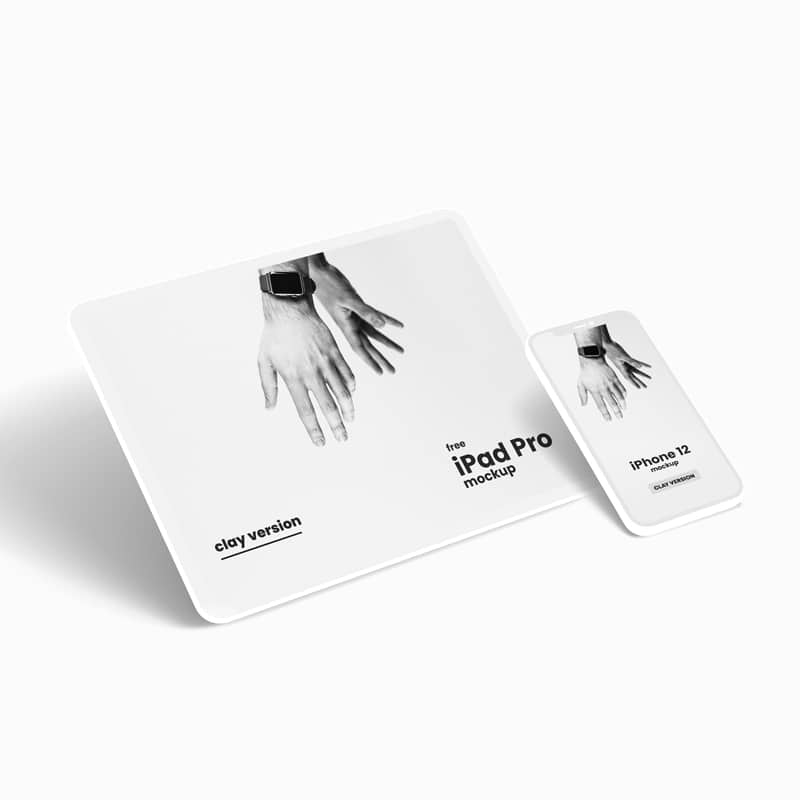 iPhone 12 & iPad Pro Clay Free Mockup