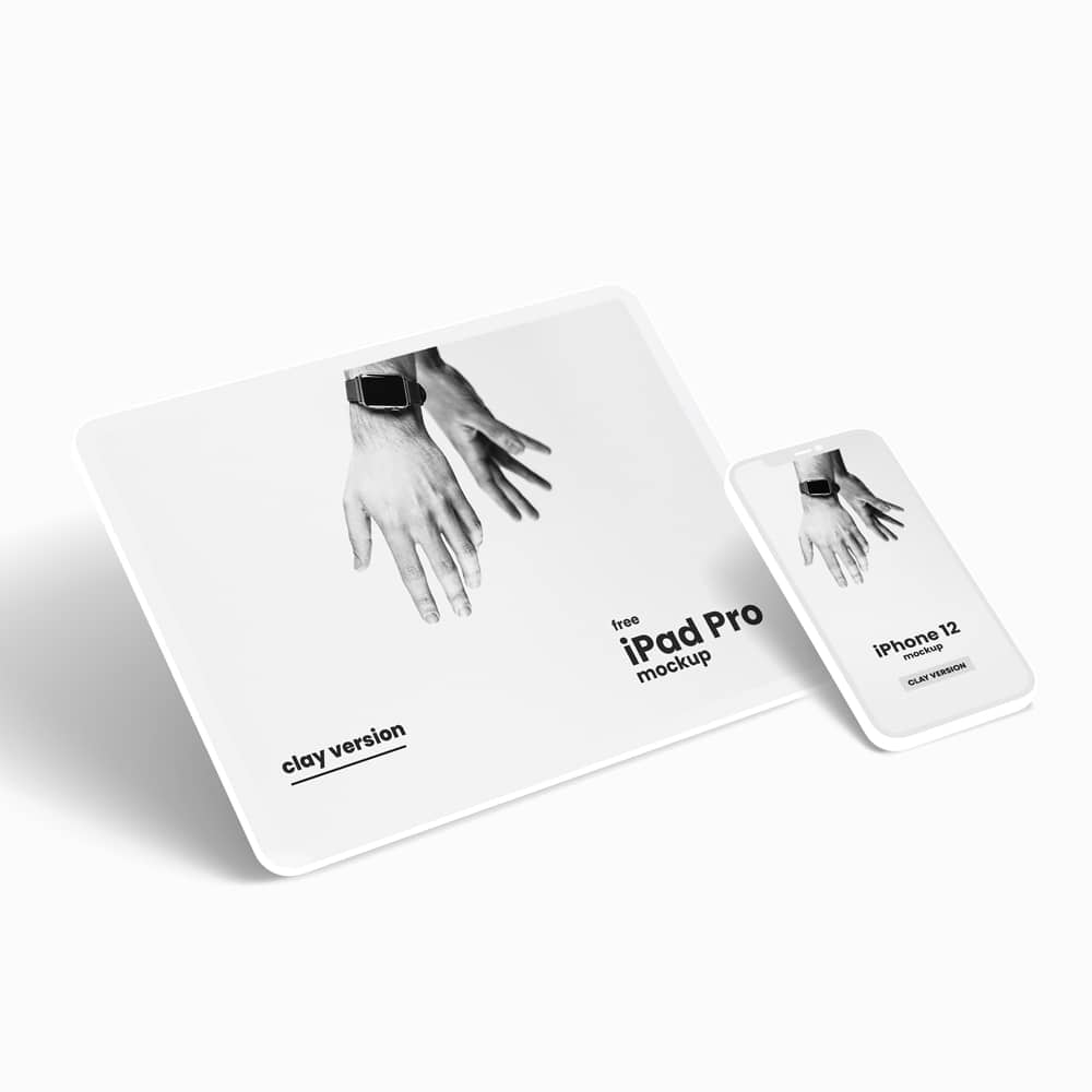 iPhone 12 & iPad Pro Clay Free Mockup
