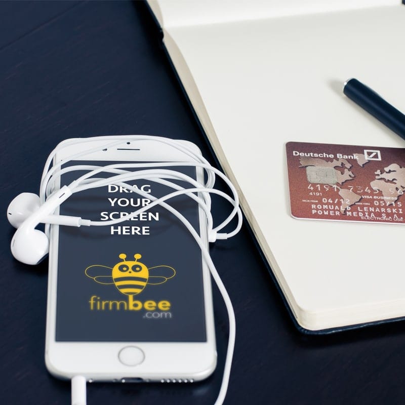 iPhone Notebook And Visa Card Free Mockup PSD